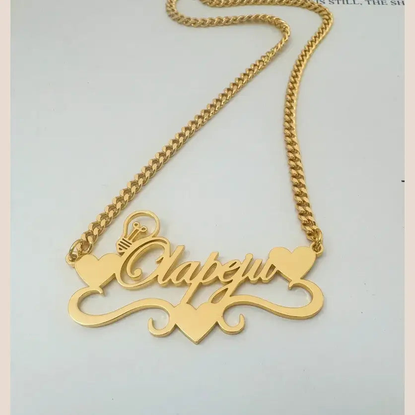 Handcrafted Gold Color Name Necklace Custom Elegant Personalized Love Choker For Women Dainty Cuban Chain Jewelry Bff