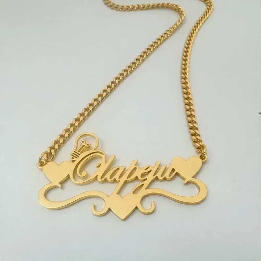 Handcrafted Gold Color Name Necklace Custom Elegant Personalized Love Choker For Women Dainty Cuban Chain Jewelry Bff