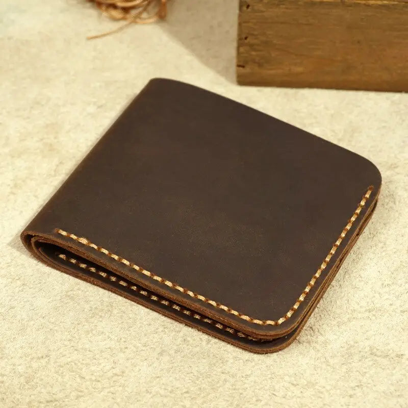 Handmade Genuine Leather Retro Wallet for Men - Brown