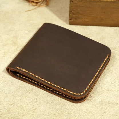 Handmade Genuine Leather Retro Wallet for Men - Brown
