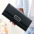 High Quality Solid Color Three Fold Women’s Wallet - Black - Wallets