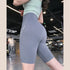 High Waist Peach Five-Point Yoga Pants - Grey / L