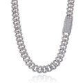Hip hop Cuban Necklace Men’s Luxury Diamond Jewelry 18mm Brass Rectangular Cubic Zirconia Miami Chain - 20inch Necklace