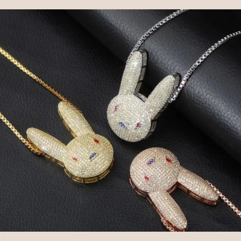 Hip Hop Fashion Zircon Rabbit Pendant Necklace