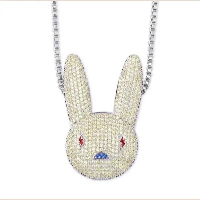 Hip Hop Fashion Zircon Rabbit Pendant Necklace - 2