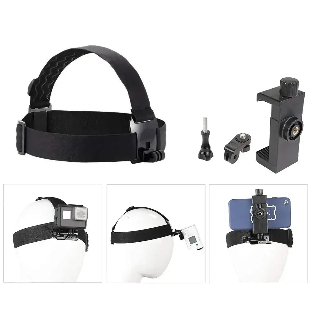 R&z - Holder POV Headband Strap for iPhone Samsung GoPro Insta360 DJI Action Camera Hands-Free Vlog Cycling Shoot