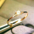 Huitan Minimalist Women’s Wedding Rings with 4MM Cubic Zirconia Simple Elegant Female Finger Accessory Engagement Bands