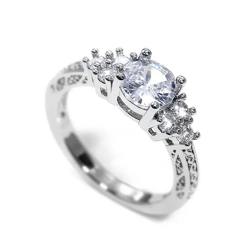 Huitan Trendy Women Wedding Rings with Brilliant Cubic Zirconia Crystal Temperament Female Accessories for Party