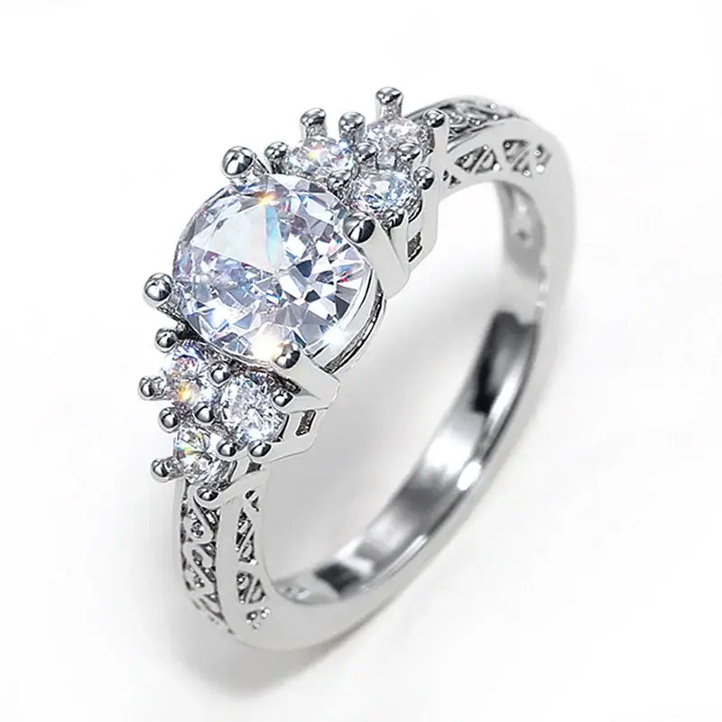 Huitan Trendy Women Wedding Rings with Brilliant Cubic Zirconia Crystal Temperament Female Accessories for Party