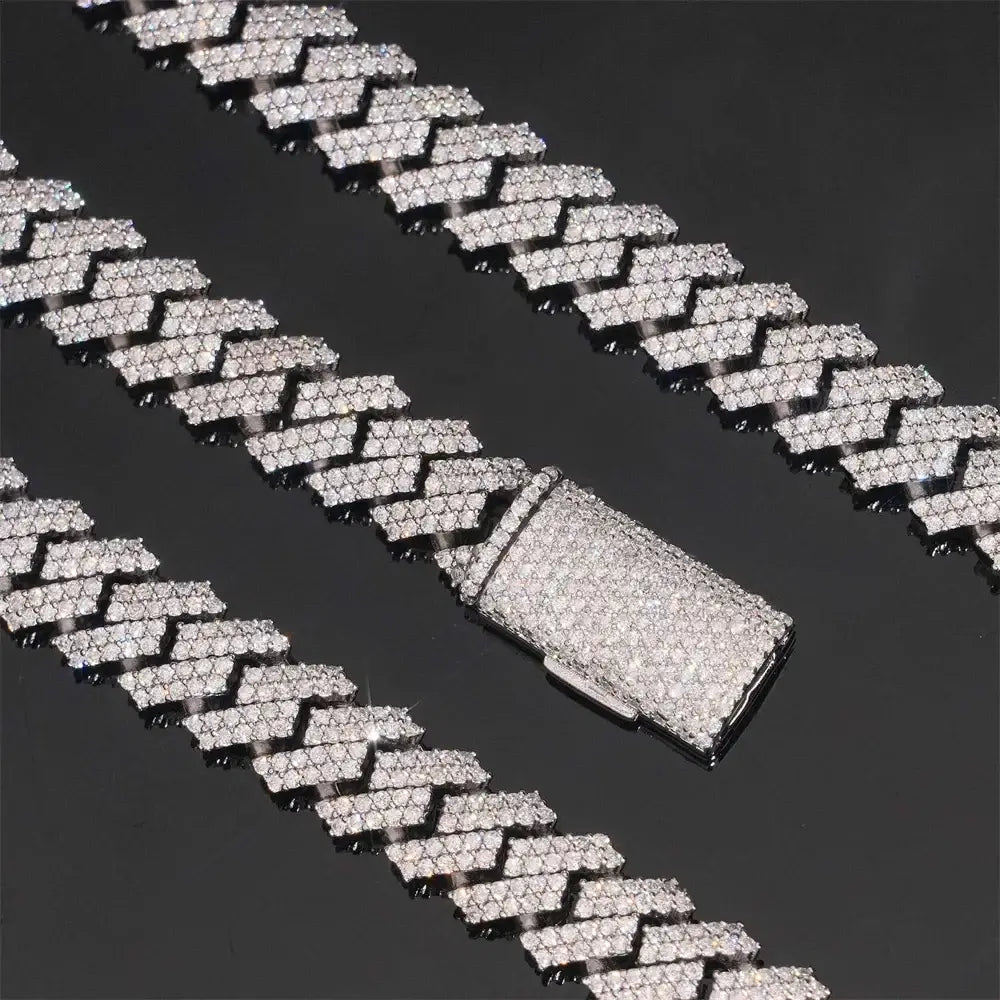 Icedminer 10mm 2 Rows Moissanite Cuban Link Chain Iced Out Necklace For Men Women S925 Silver Choker Pass Tester Hip