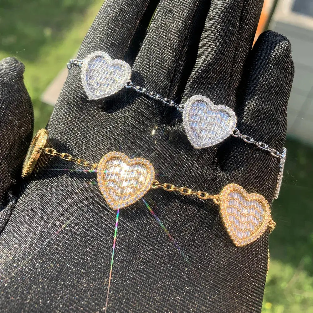 Icedminer Iced 5A Zircon Heart Necklace Cuban Chain Iced Out for Men And Women Fashion Hip Hop Jewelry Free Shipping