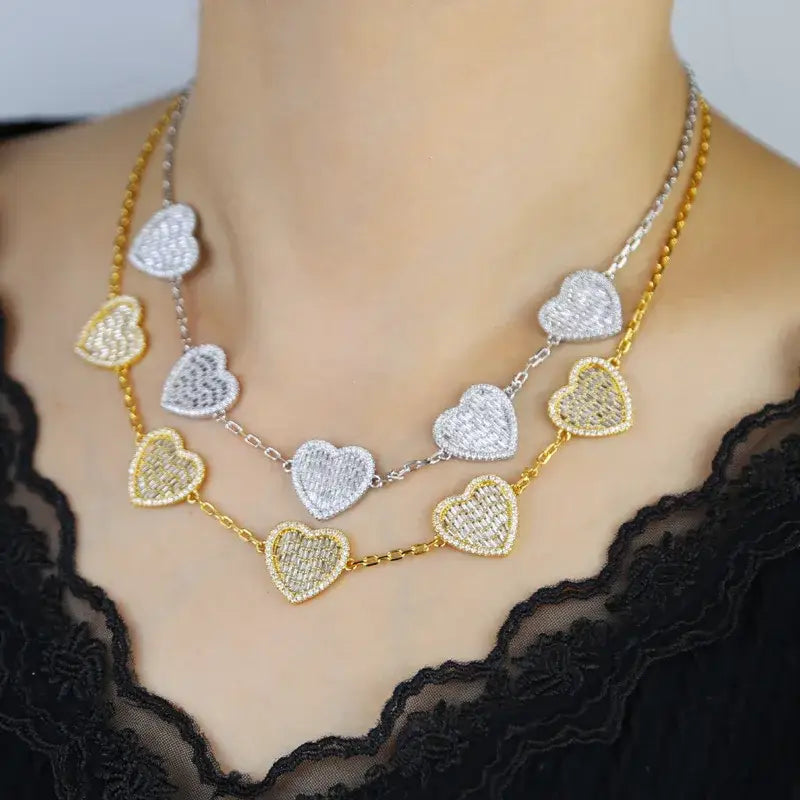 Icedminer Iced 5A Zircon Heart Necklace Cuban Chain Iced Out for Men And Women Fashion Hip Hop Jewelry Free Shipping