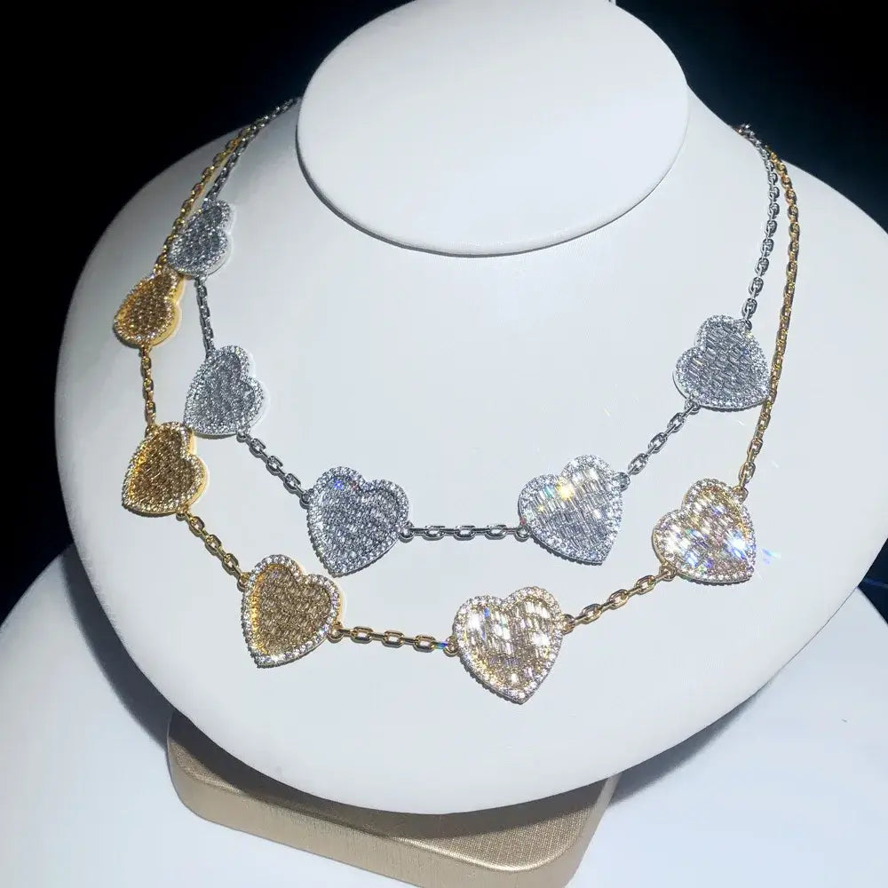 Icedminer Iced 5A Zircon Heart Necklace Cuban Chain Iced Out for Men And Women Fashion Hip Hop Jewelry Free Shipping