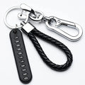 Ingemark Trendy DIY Mobile Phone Number Plate Pendant Keychain Men Punk Woven Leather Rope Anti-lost Car Key Chain
