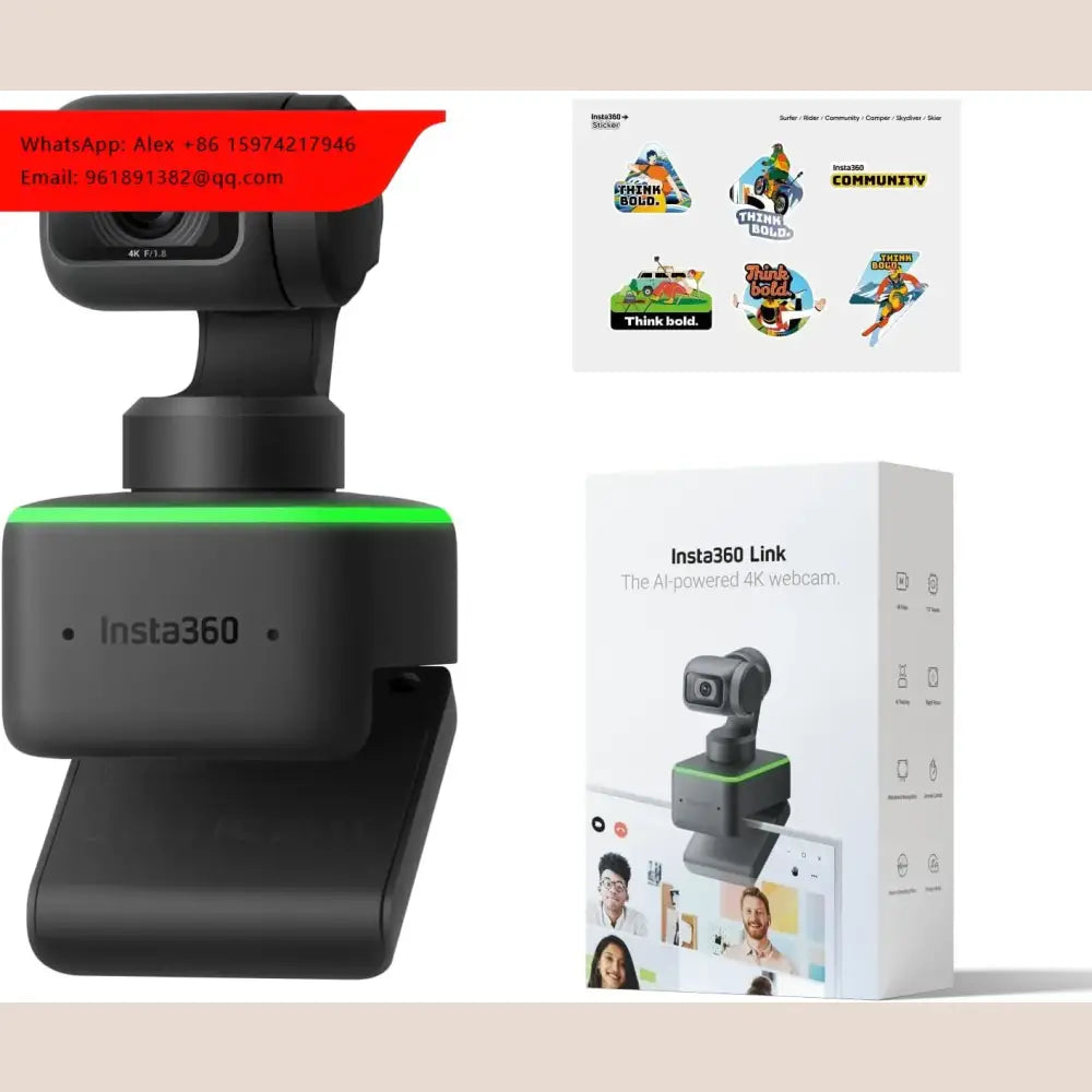 Insta360 Link Official Sticker Kit - PTZ 4K Webcam With 1/2’’ Sensor AI Tracking Gesture Control HDR Noise-Canceling