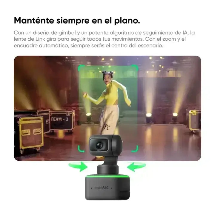 Insta360 Link - PTZ 4K webcam with 1/2 ’sensor artificial intelligence monitoring gesture control video call isolated