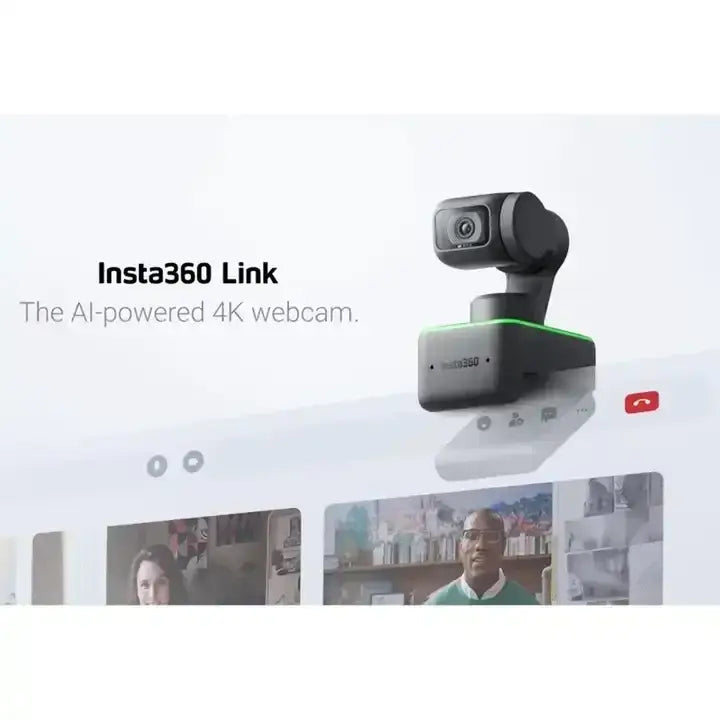 Insta360 Link - PTZ 4K webcam with 1/2 ’sensor artificial intelligence monitoring gesture control video call isolated