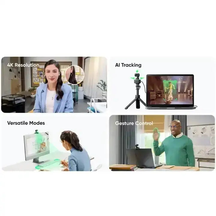 Insta360 Link - PTZ 4K webcam with 1/2 ’sensor artificial intelligence monitoring gesture control video call isolated
