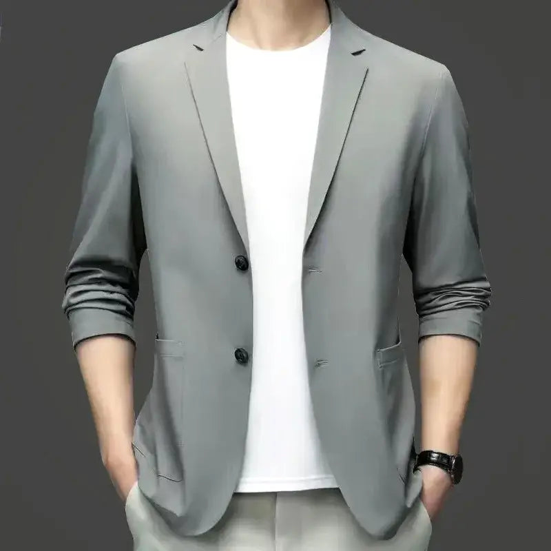 R&z - Jackets Solid Business Casual Suits Coats Male Slim Elastic Blazers Jackets Clothing 4XL - Light Gray / 4XL CN