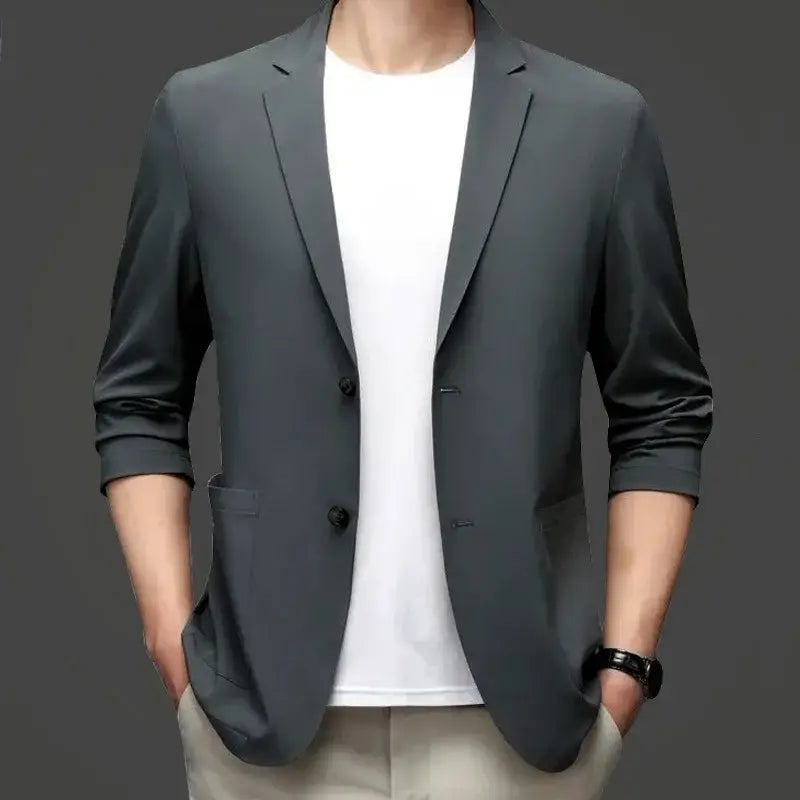 R&z - Jackets Solid Business Casual Suits Coats Male Slim Elastic Blazers Jackets Clothing 4XL - Dress Shirt