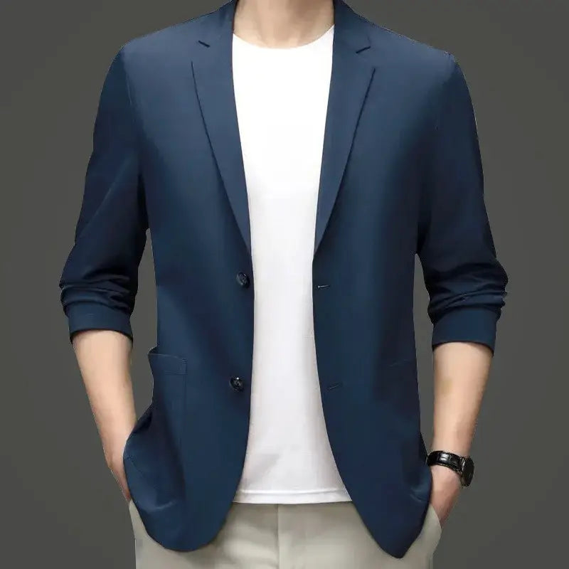 R&z - Jackets Solid Business Casual Suits Coats Male Slim Elastic Blazers Jackets Clothing 4XL - Navy / M CN Size