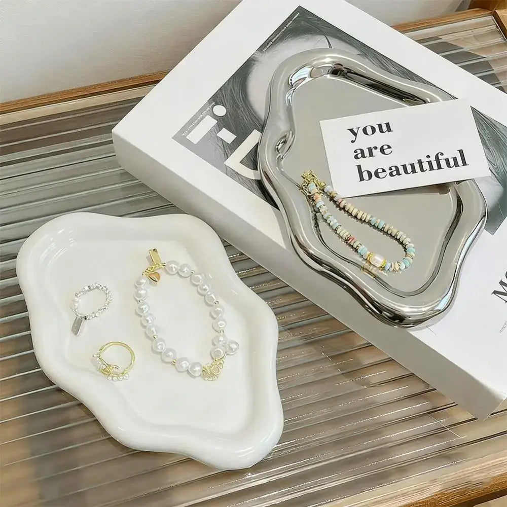 Jewelry Storage Tray Creative Cloud Shapes Plastic Trays Electroplated Jewelry Earrings Ring Display Plates Photo Props