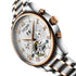 KINYUED men’s multifunctional automatic mechanical watch with two-tone stainless steel and rose gold case silver dial