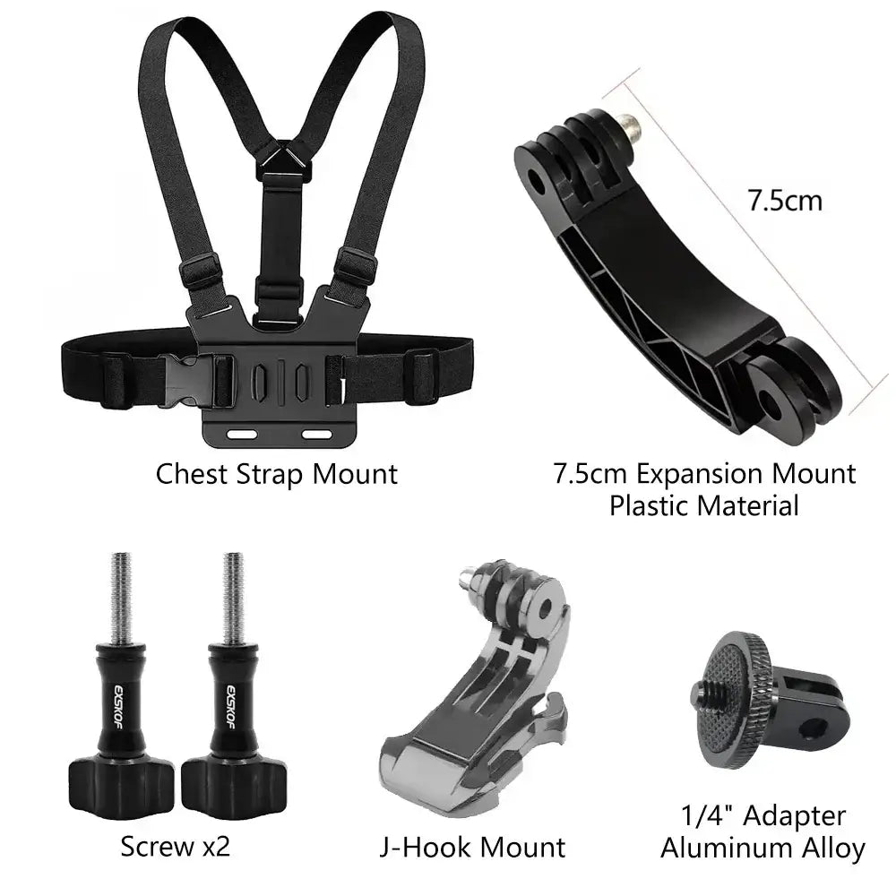 R&z - Kit Head Strap Chest Strap Mount Adjustable Holder for GoPro Phone DJI Osmo SJCAM AKASO insta360