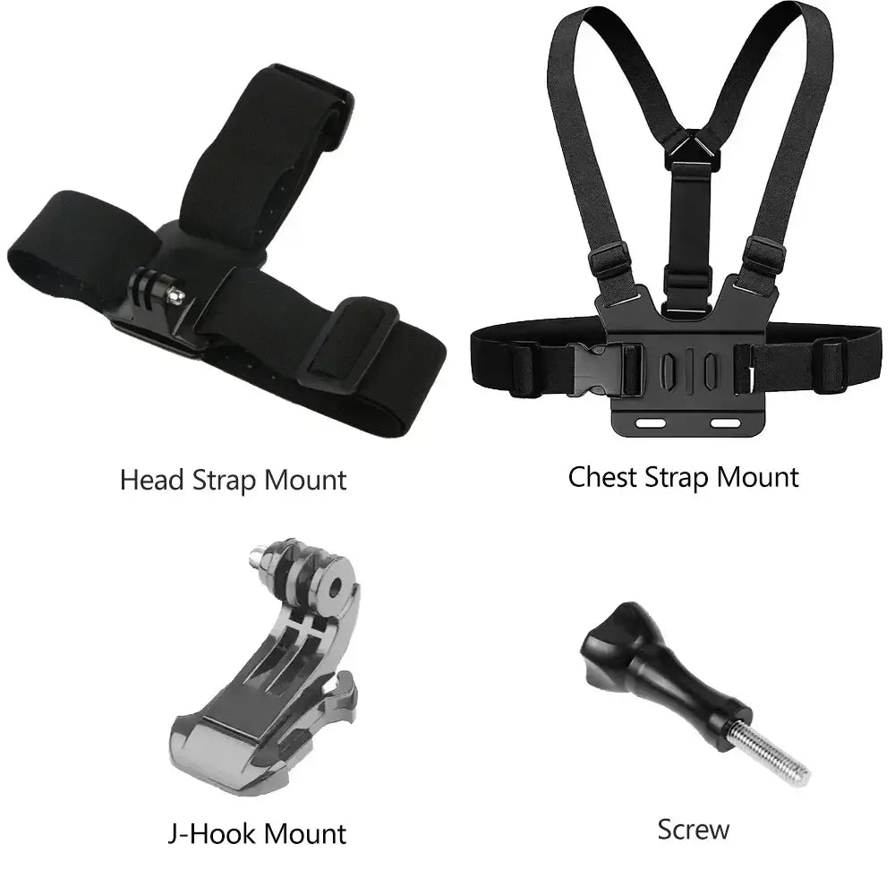R&z - Kit Head Strap Chest Strap Mount Adjustable Holder for GoPro Phone DJI Osmo SJCAM AKASO insta360