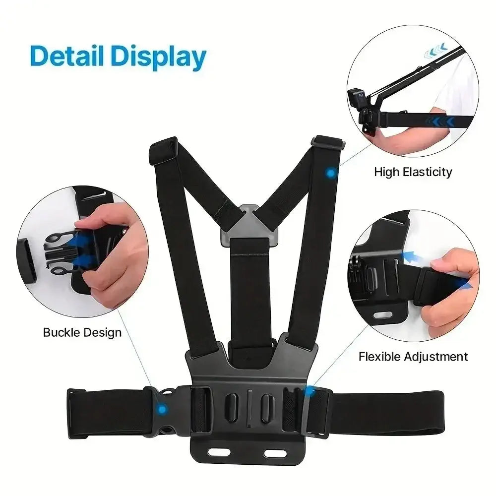 R&z - Kit Head Strap Chest Strap Mount Adjustable Holder for GoPro Phone DJI Osmo SJCAM AKASO insta360