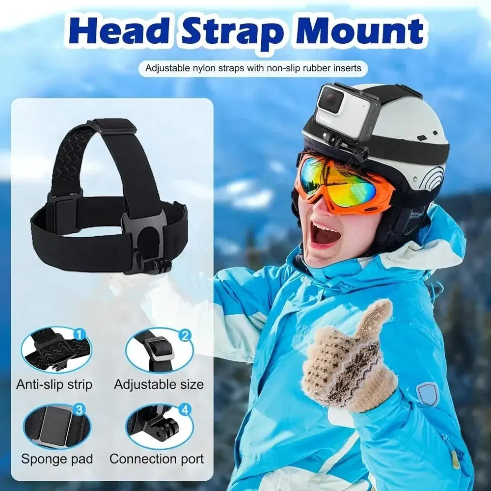 R&z - Kit Head Strap Chest Strap Mount Adjustable Holder for GoPro Phone DJI Osmo SJCAM AKASO insta360