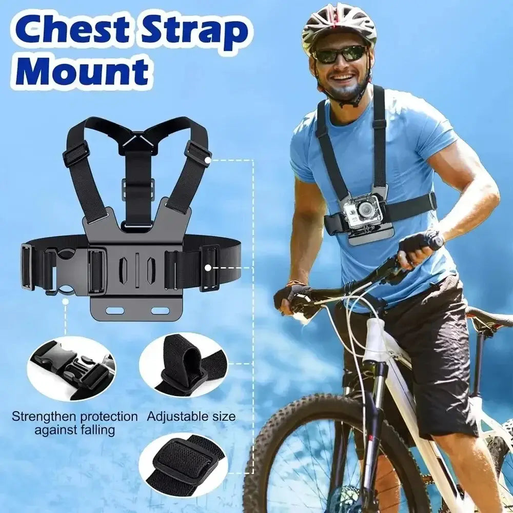 R&z - Kit Head Strap Chest Strap Mount Adjustable Holder for GoPro Phone DJI Osmo SJCAM AKASO insta360