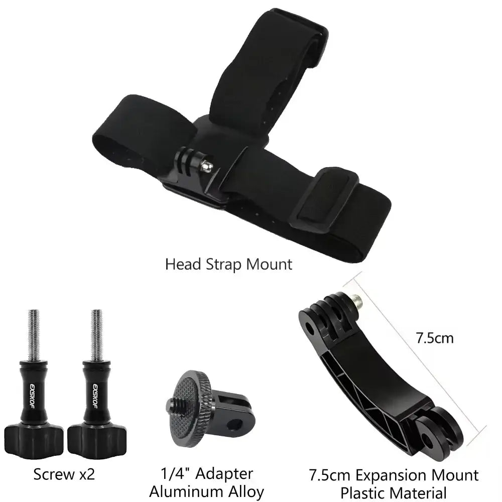 R&z - Kit Head Strap Chest Strap Mount Adjustable Holder for GoPro Phone DJI Osmo SJCAM AKASO insta360