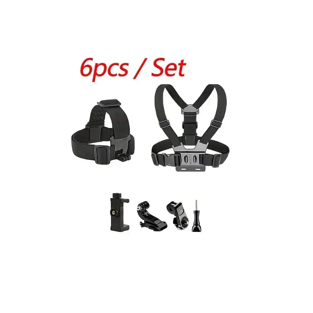 R&z - Kit Head Strap Chest Strap Mount Adjustable Holder for GoPro Phone DJI Osmo SJCAM AKASO insta360
