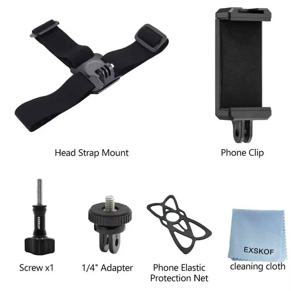 R&z - Kit Head Strap Chest Strap Mount Adjustable Holder for GoPro Phone DJI Osmo SJCAM AKASO insta360