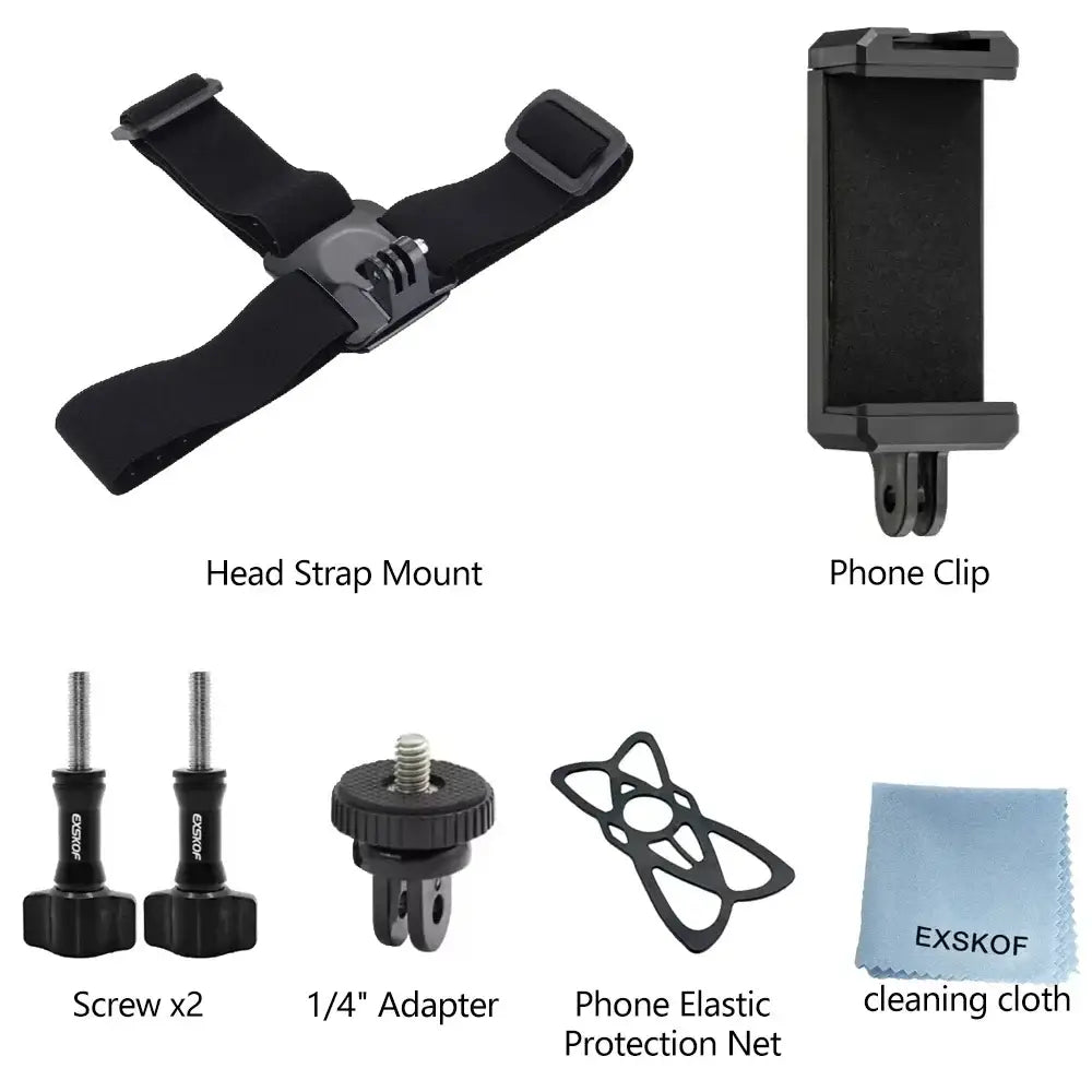 R&z - Kit Head Strap Chest Strap Mount Adjustable Holder for GoPro Phone DJI Osmo SJCAM AKASO insta360