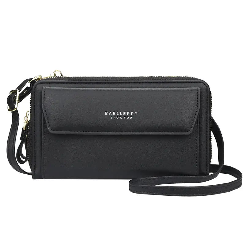 Korean Edition Ladies Long Wallet with Double Zip - Black