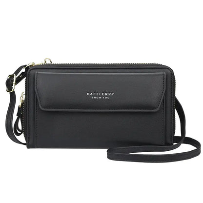 Korean Edition Ladies Long Wallet with Double Zip - Black