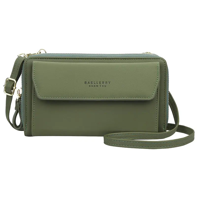 Korean Edition Ladies Long Wallet with Double Zip - Green