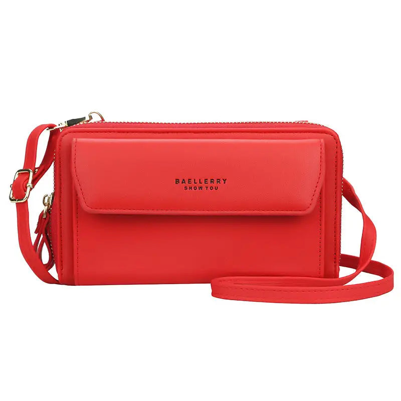 Korean Edition Ladies Long Wallet with Double Zip - Red