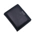 Black leather korean letters slim bifold wallet with subtle stitching and minimalist white logo on upper right corner