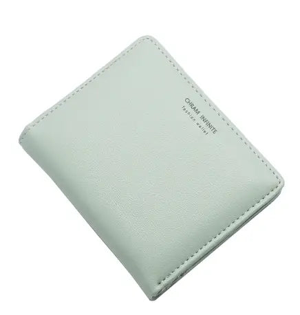 Minimalist mint green korean letters slim lightweight wallet with subtle stitching and small embossed logo