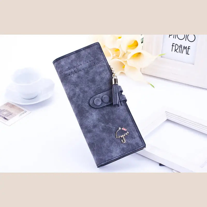 Korean Long Zipper Wallet with Multi-Handle Design - Wallets