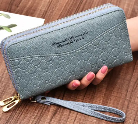 Large Double Zipper Clutch Wallet for Women - Wallets