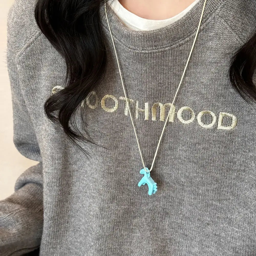 LATS Fashion Colorful Horse Pendant Long Necklace for Women Adjustable Sweater Chain Necklaces Jewelry Gifts