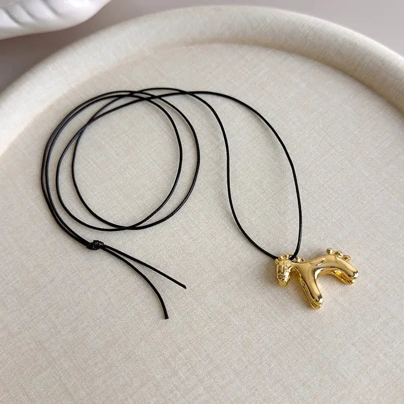 LATS Fashion Colorful Horse Pendant Long Necklace for Women Adjustable Sweater Chain Necklaces Jewelry Gifts