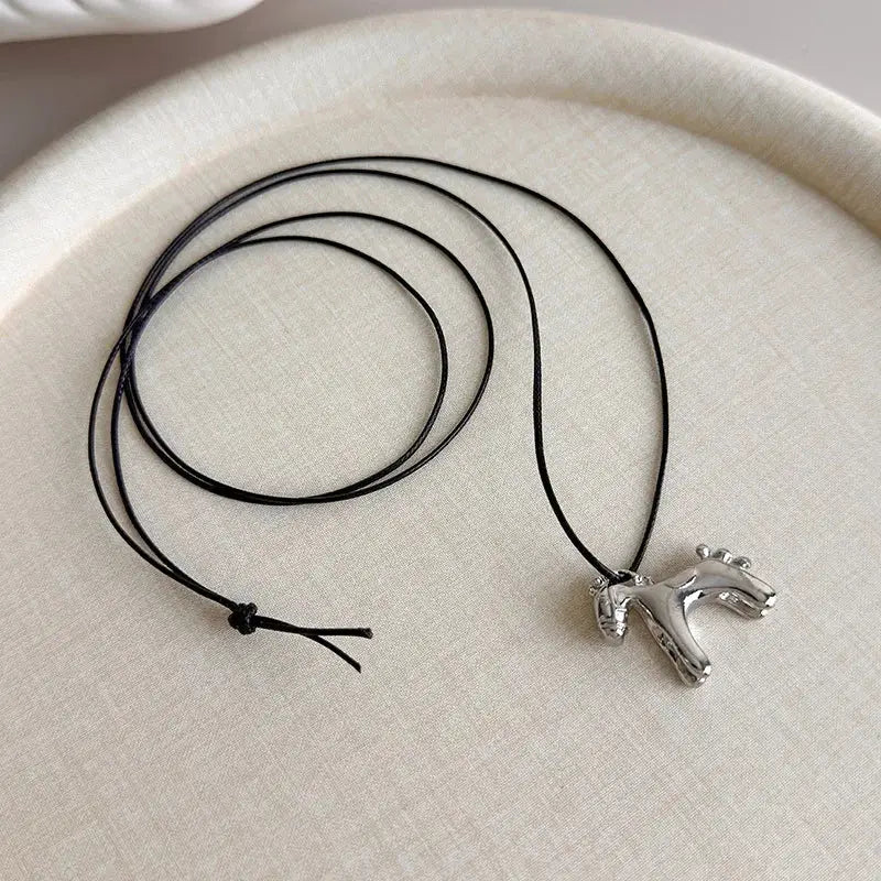 LATS Fashion Colorful Horse Pendant Long Necklace for Women Adjustable Sweater Chain Necklaces Jewelry Gifts