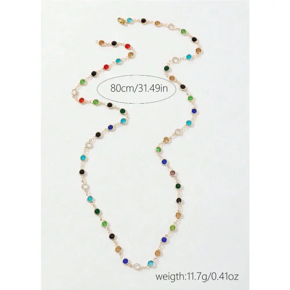 LATS New Luxury Colourful Long Tassel Necklace for Women Shiny Rhinestone Crystal Zircon Choker Bohemian Statement