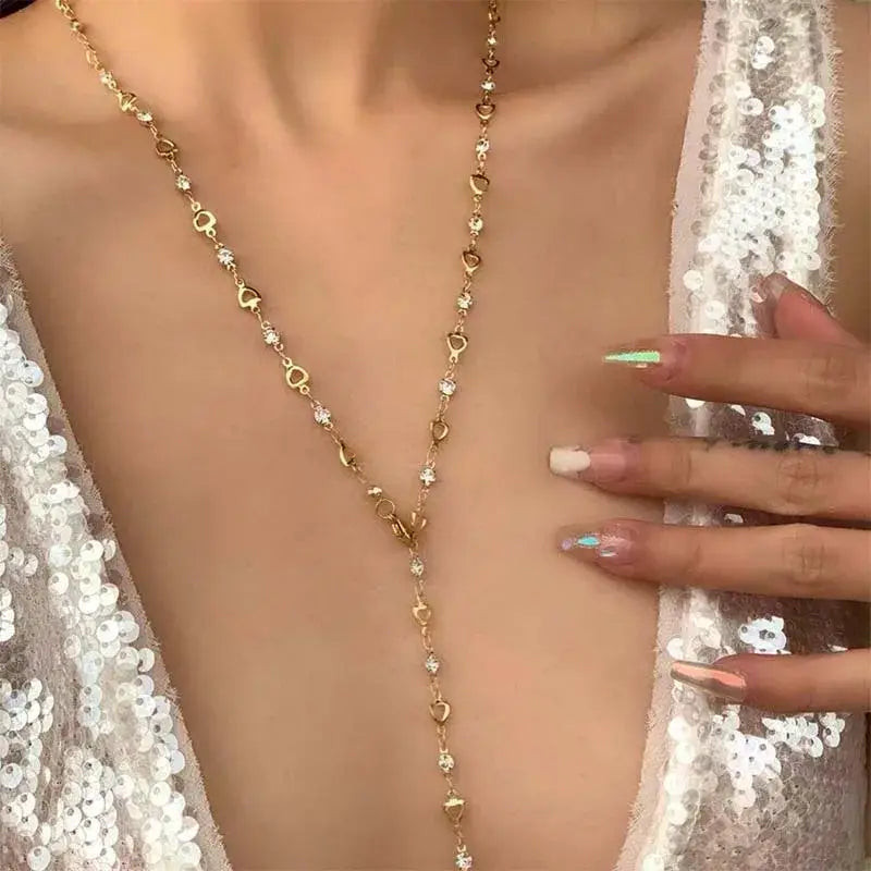 LATS New Luxury Colourful Long Tassel Necklace for Women Shiny Rhinestone Crystal Zircon Choker Bohemian Statement