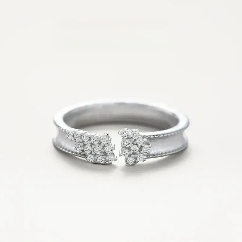 Litheline 24K Gold Plated Brass Milgrain-Edged Open Ring Multi-Stone CZ Clusters Irritation-Free Gentle Fit